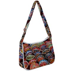 Art Background Bowl Ceramic Color Zip Up Shoulder Bag by Proyonanggan