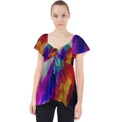 Colorful Abstract Paint Splats Background Lace Front Dolly Top by Proyonanggan