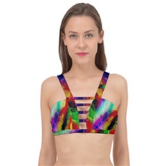 Colorful Abstract Paint Splats Background Cage Up Bikini Top by Proyonanggan