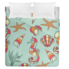 Seahorse Seashell Starfish Shell Duvet Cover Double Side (queen Size) by Proyonanggan