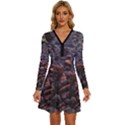 Twilight Treasures: Rocky Beachscape  Long Sleeve Deep V Mini Dress  View1