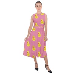 Rubber Duck Pattern Midi Tie-back Chiffon Dress by Valentinaart