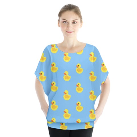 Rubber Duck Pattern Batwing Chiffon Blouse by Valentinaart