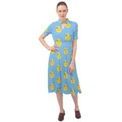 Rubber Duck Pattern Keyhole Neckline Chiffon Dress by Valentinaart