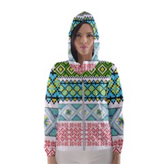 Ukraine Ornament Pattern Symbolism Geometric Women s Hooded Windbreaker by pakminggu