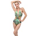 Monkey Tiger Bird Parrot Forest Jungle Style Plunging Cut Out Swimsuit View1