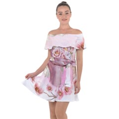 Women With Flowers Off Shoulder Velour Dress by fashiontrends