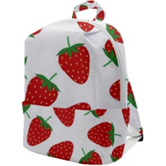 Seamless Pattern Fresh Strawberry Zip Up Backpack by Bangk1t