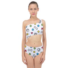 Dog Paw Seamless Pattern Footprint Bone Spliced Up Two Piece Swimsuit