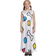 Dog Paw Seamless Pattern Footprint Bone Kids  Satin Sleeveless Maxi Dress by Bangk1t