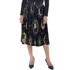 Asian-set With Clouds Moon-sun Stars Vector Collection Oriental Chinese Japanese Korean Style Classic Velour Midi Skirt  by Bangk1t