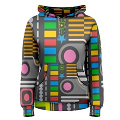 Pattern Geometric Abstract Colorful Arrows Lines Circles Triangles Women s Pullover Hoodie by Bangk1t