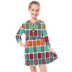 Bricks Abstract Seamless Pattern Kids  Quarter Sleeve Shirt Dress by Bangk1t