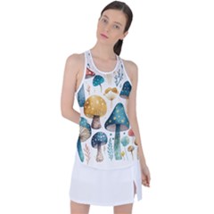 Mushroom Forest Fantasy Flower Nature Racer Back Mesh Tank Top