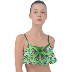 Flower Mandala Art Drawing Spring Background Frill Bikini Top by Bangk1t