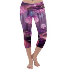 Trees Forest Landscape Nature Neon Capri Yoga Leggings by Bangk1t