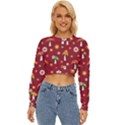 Woodland Mushroom And Daisy Seamless Pattern On Red Backgrounds Lightweight Long Sleeve Sweatshirt View1