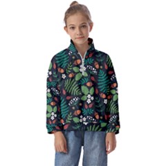 Pattern Forest Leaf Fruits Flowers Motif Kids  Half Zip Hoodie by Amaryn4rt