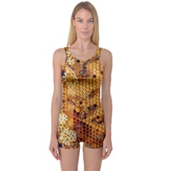 Bees Nature Animals Honeycomb One Piece Boyleg Swimsuit by pakminggu