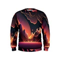 Fire Flame Burn Hot Heat Light Burning Orange Kids  Sweatshirt by pakminggu