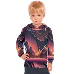 Fire Flame Burn Hot Heat Light Burning Orange Kids  Hooded Pullover by pakminggu