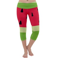 Watermelon Fruit Food Healthy Vitamins Nutrition Capri Yoga Leggings by pakminggu