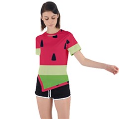 Watermelon Fruit Food Healthy Vitamins Nutrition Asymmetrical Short Sleeve Sports Tee by pakminggu