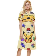 Pikachu Button Top Knee Length Dress