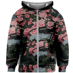 Pink Peony  Flower Kids  Zipper Hoodie Without Drawstring