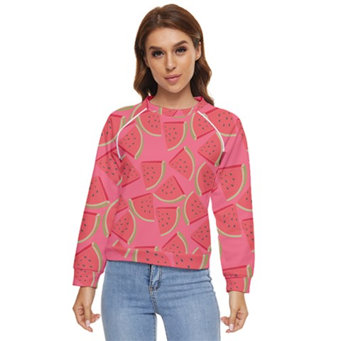 Watermelon Background Watermelon Wallpaper Women s Long Sleeve Raglan Tee by pakminggu