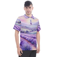 Lavender Flower Tree Men s Polo Tee