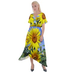 Sunflower Gift Cross Front Sharkbite Hem Maxi Dress