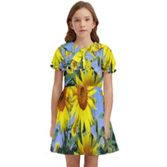 Sunflower Gift Kids  Bow Tie Puff Sleeve Dress