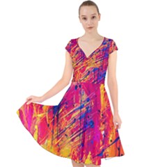 Various Colors Cap Sleeve Front Wrap Midi Dress by artworkshop