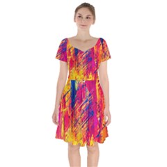 Various Colors Short Sleeve Bardot Dress