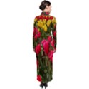 Yellow Pink Red Flowers Turtleneck Maxi Dress View2