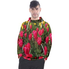 Yellow Pink Red Flowers Men s Pullover Hoodie by artworkshop