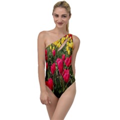 Yellow Pink Red Flowers To One Side Swimsuit by artworkshop