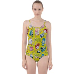 Robot Pattern Cut Out Top Tankini Set