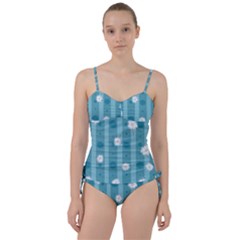 Gardenia Flowers White Blue Sweetheart Tankini Set by Grandong