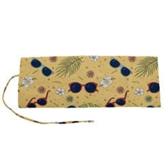 Seamless Pattern Of Sunglasses Tropical Leaves And Flower Roll Up Canvas Pencil Holder (s) by Grandong