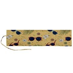 Seamless Pattern Of Sunglasses Tropical Leaves And Flower Roll Up Canvas Pencil Holder (l) by Grandong