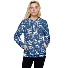 Cute Seamless Owl Background Pattern Women s Lightweight Drawstring Hoodie by Grandong