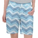 Seamless Pattern Of Cute Summer Blue Line Zigzag Women s Pocket Shorts View1