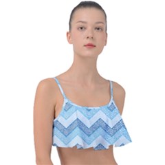 Seamless Pattern Of Cute Summer Blue Line Zigzag Frill Bikini Top by Grandong