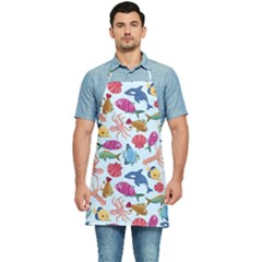 Sea Creature Themed Artwork Underwater Background Pictures Kitchen Apron by Grandong