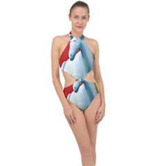 Unicorn Design Halter Side Cut Swimsuit by Trending