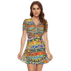 Supersonic Sunblast V-neck High Waist Chiffon Mini Dress