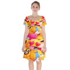 Wallpaper Emoji Short Sleeve Bardot Dress