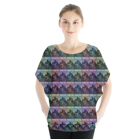 Inspirational Think Big Concept Pattern Batwing Chiffon Blouse by dflcprintsclothing